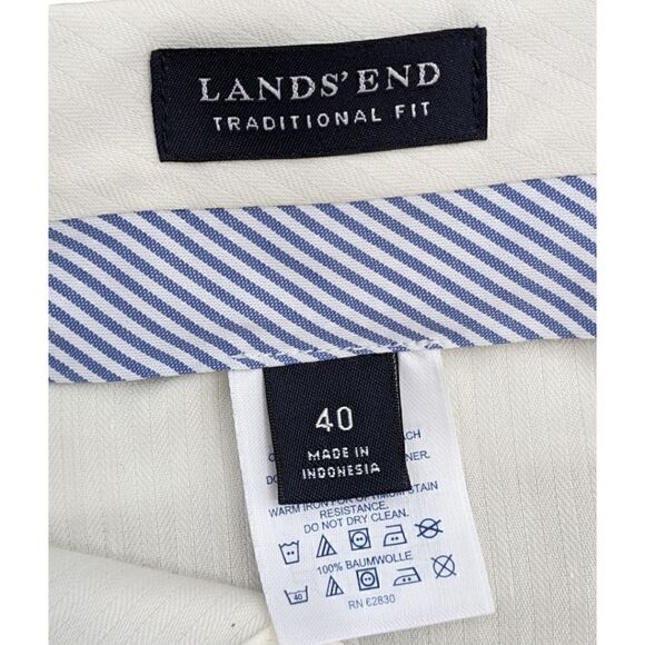 Lands' End Plain Front Traditional Fit Khaki Pants 100% Cotton Men's Size 40 NWT - Picture 6 of 7